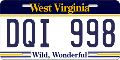 WV license plate DQI998