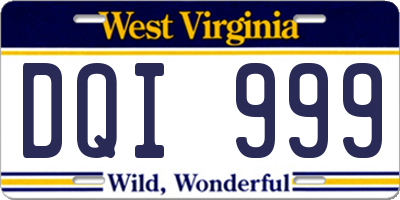 WV license plate DQI999