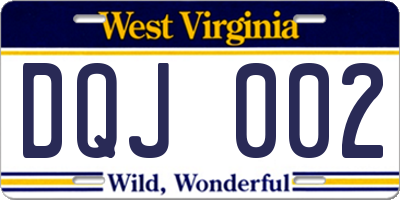WV license plate DQJ002