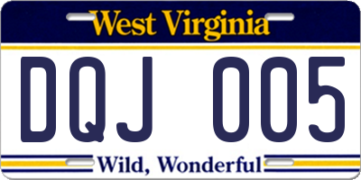 WV license plate DQJ005