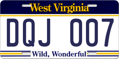 WV license plate DQJ007