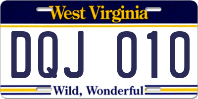 WV license plate DQJ010