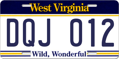 WV license plate DQJ012