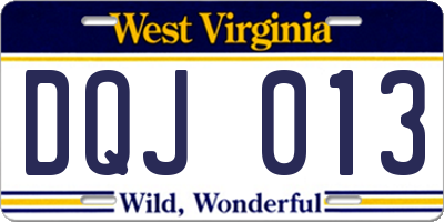 WV license plate DQJ013