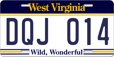 WV license plate DQJ014