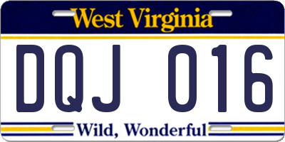 WV license plate DQJ016