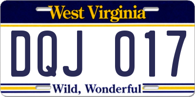 WV license plate DQJ017