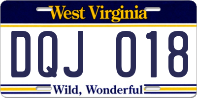 WV license plate DQJ018