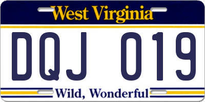 WV license plate DQJ019