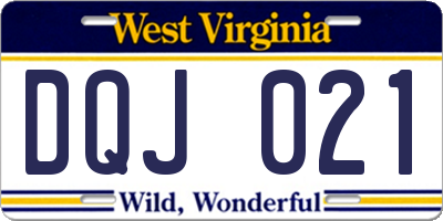 WV license plate DQJ021