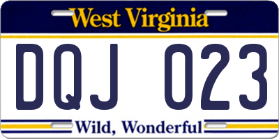 WV license plate DQJ023