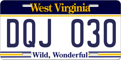 WV license plate DQJ030