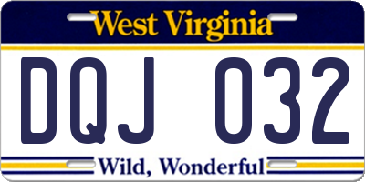 WV license plate DQJ032