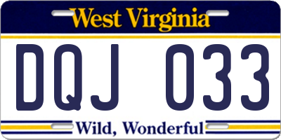 WV license plate DQJ033