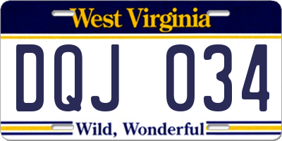 WV license plate DQJ034
