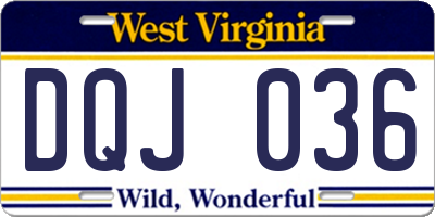 WV license plate DQJ036