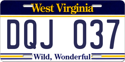 WV license plate DQJ037
