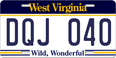 WV license plate DQJ040