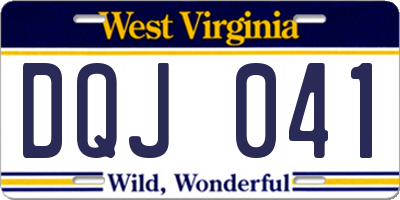 WV license plate DQJ041