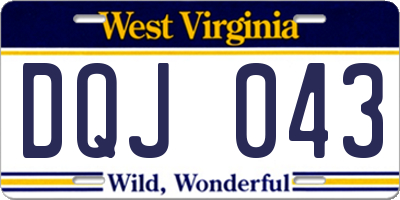 WV license plate DQJ043