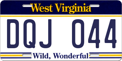 WV license plate DQJ044