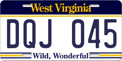 WV license plate DQJ045
