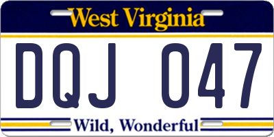 WV license plate DQJ047