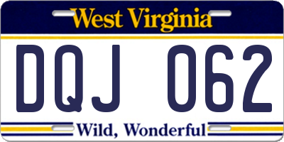 WV license plate DQJ062
