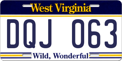 WV license plate DQJ063