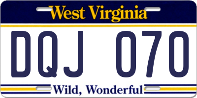 WV license plate DQJ070