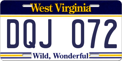 WV license plate DQJ072