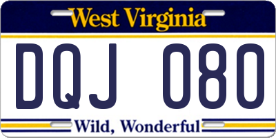 WV license plate DQJ080