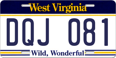 WV license plate DQJ081