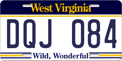 WV license plate DQJ084