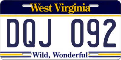 WV license plate DQJ092