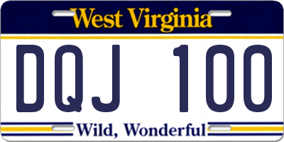 WV license plate DQJ100