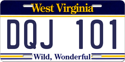 WV license plate DQJ101