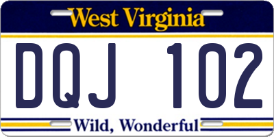 WV license plate DQJ102