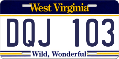 WV license plate DQJ103