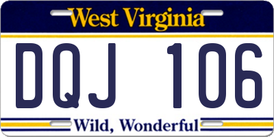 WV license plate DQJ106