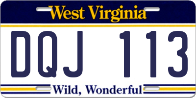 WV license plate DQJ113