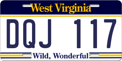 WV license plate DQJ117