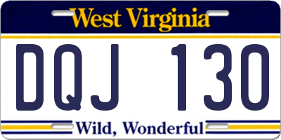 WV license plate DQJ130