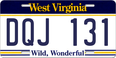 WV license plate DQJ131