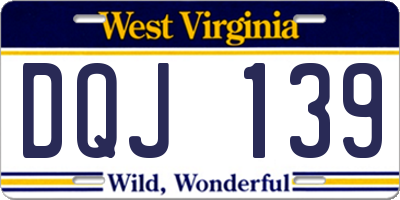 WV license plate DQJ139