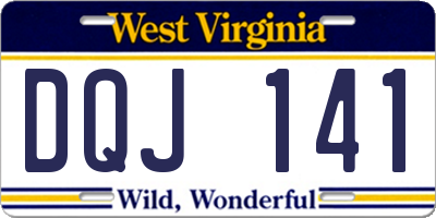 WV license plate DQJ141