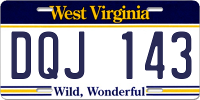 WV license plate DQJ143