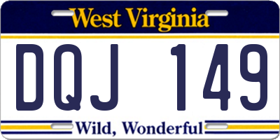 WV license plate DQJ149