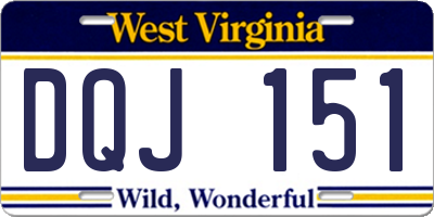 WV license plate DQJ151