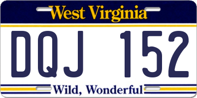 WV license plate DQJ152